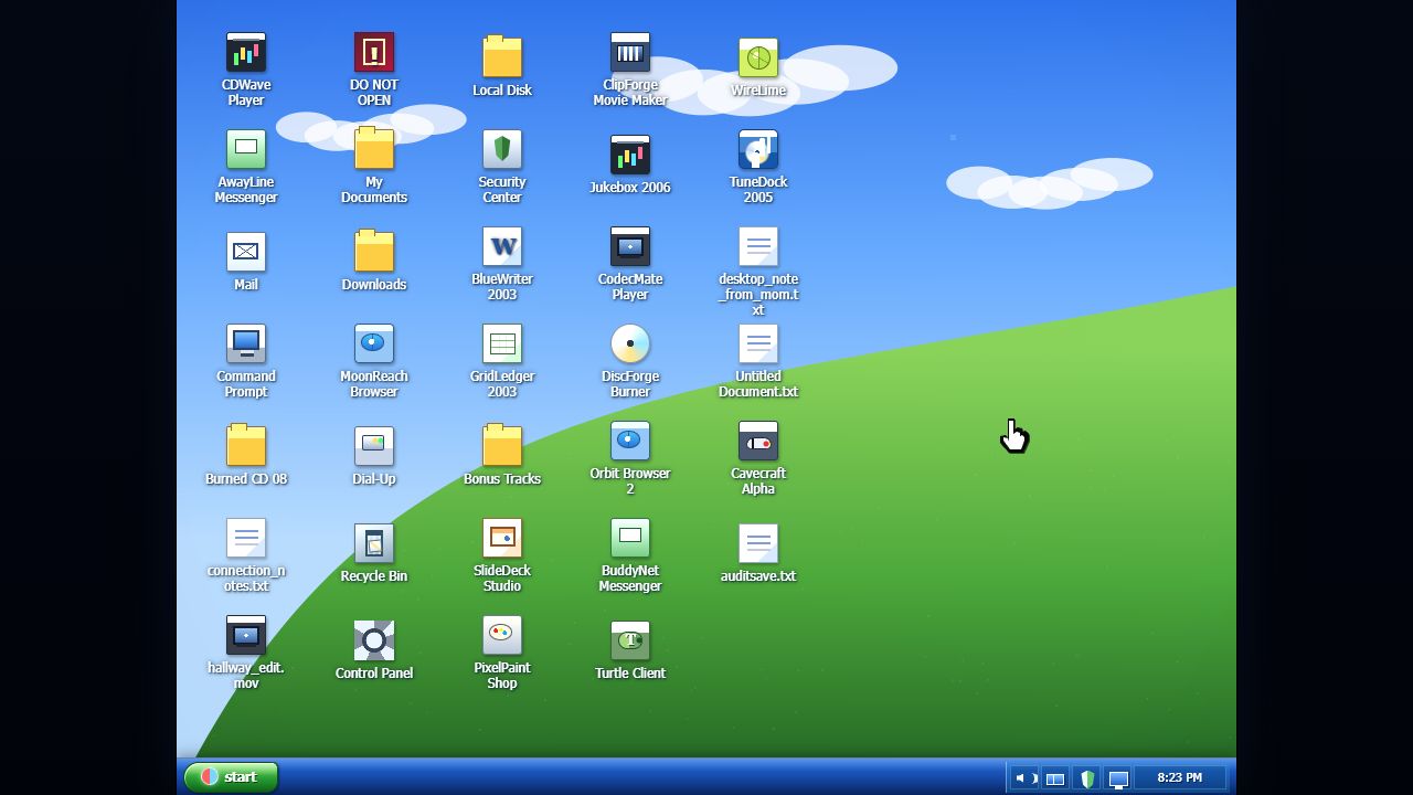 Windows XP-style desktop from Memory Machine
